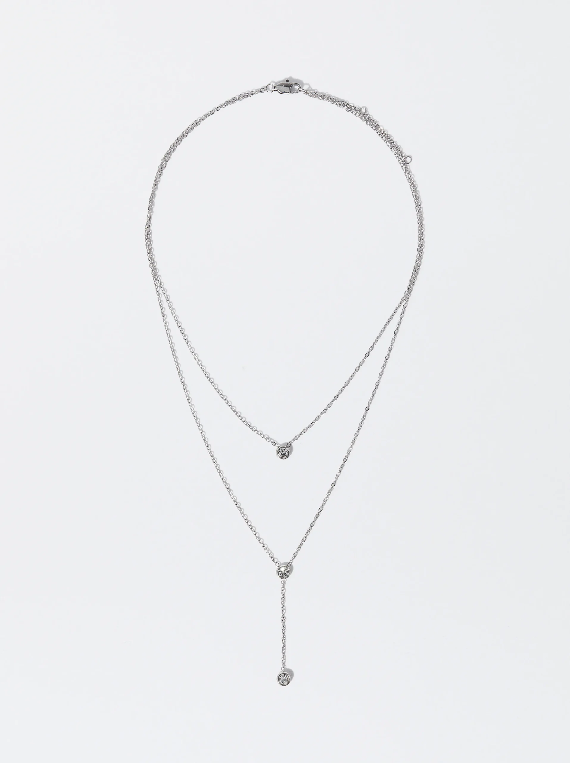 PARFOIS Collar De Acero Con Cristales Plateado Outlet