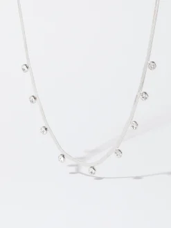 PARFOIS Collar De Acero Con Cristales Plateado Sale