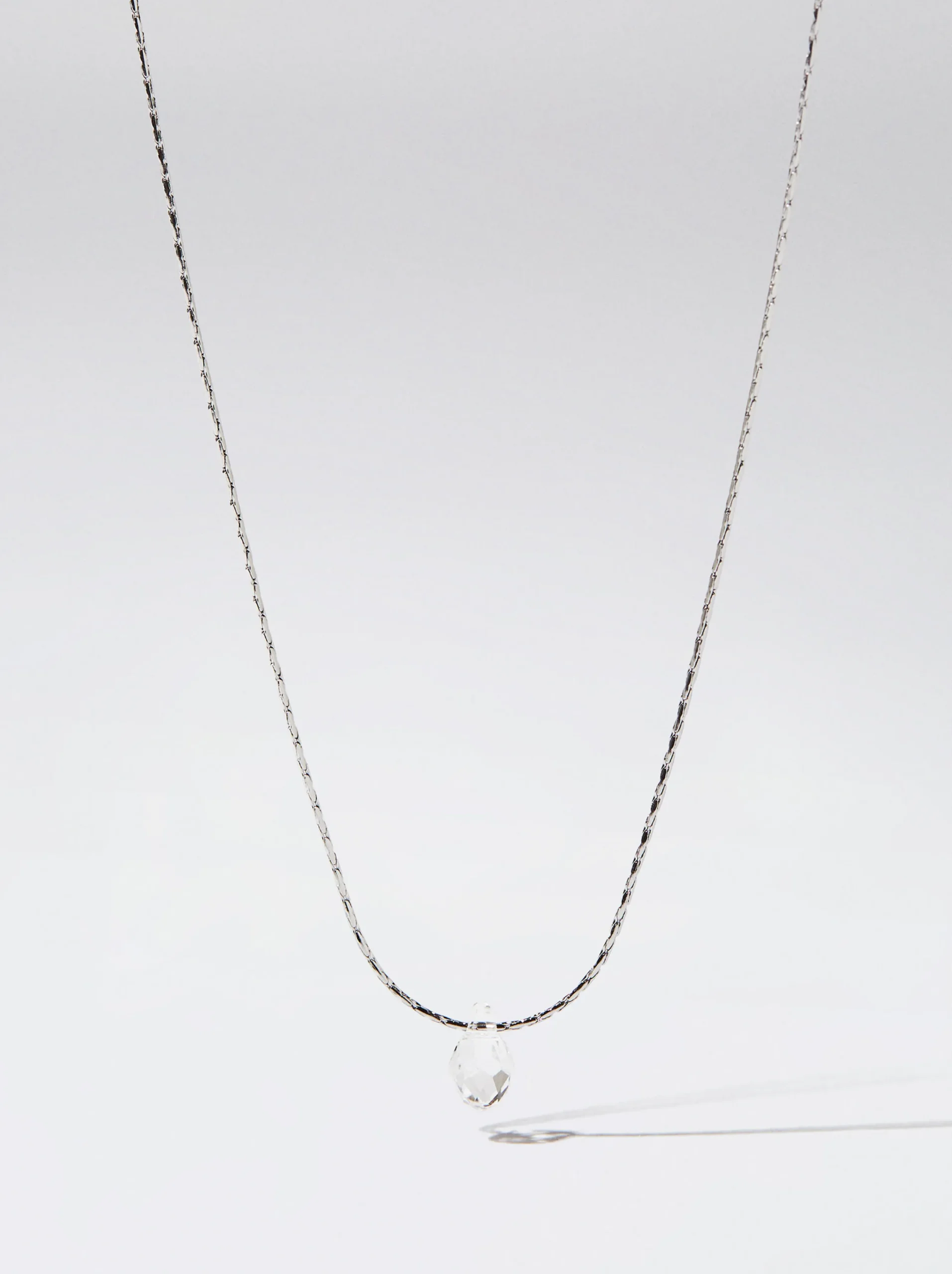 PARFOIS Collar De Acero Con Cristal Plateado Store