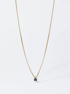 PARFOIS Collar De Acero Con Cristal Azul Store