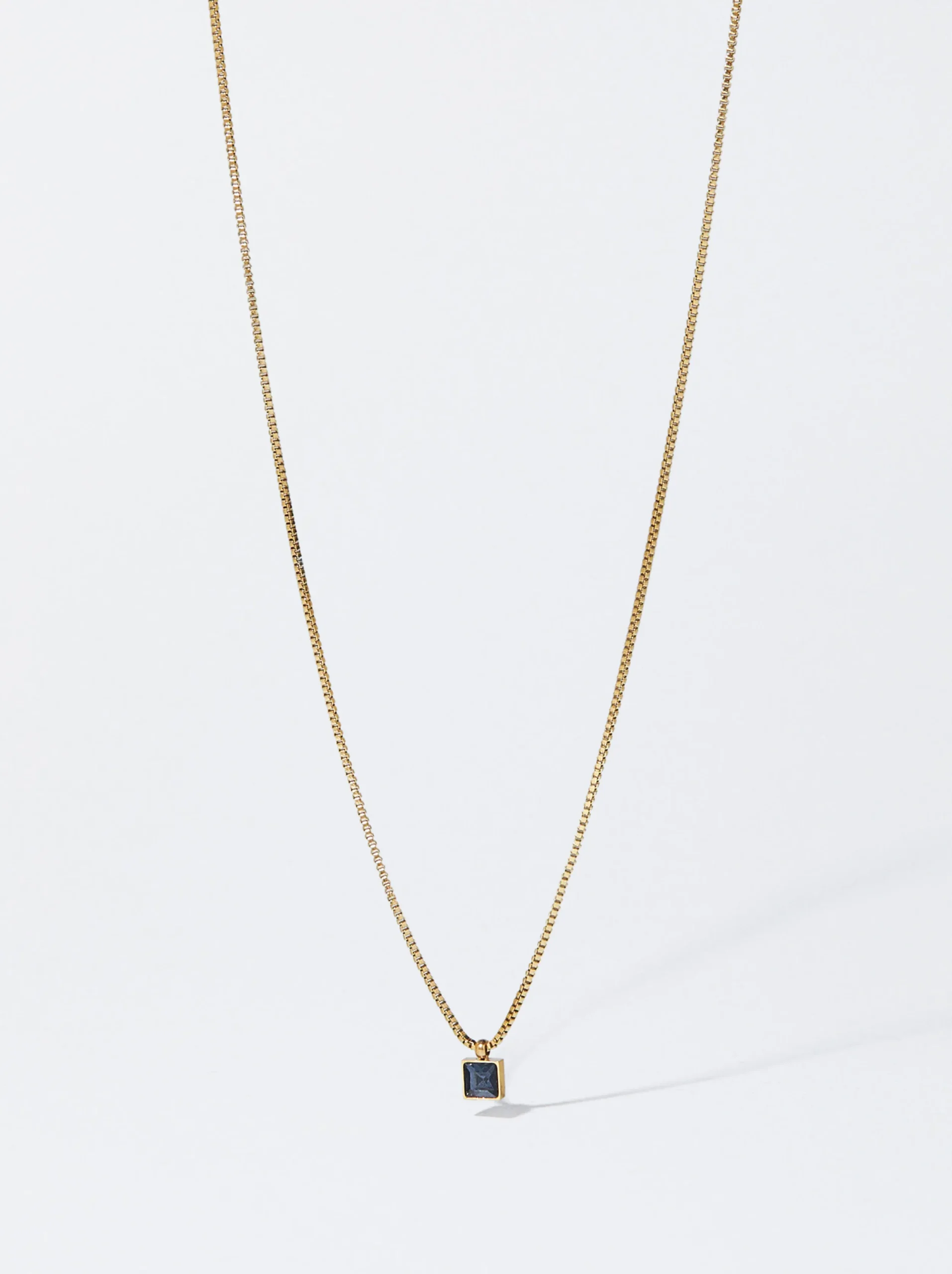 PARFOIS Collar De Acero Con Cristal Azul Store