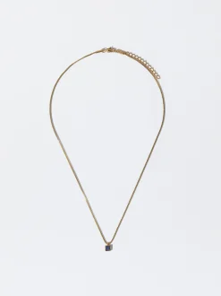 PARFOIS Collar De Acero Con Cristal Azul Store