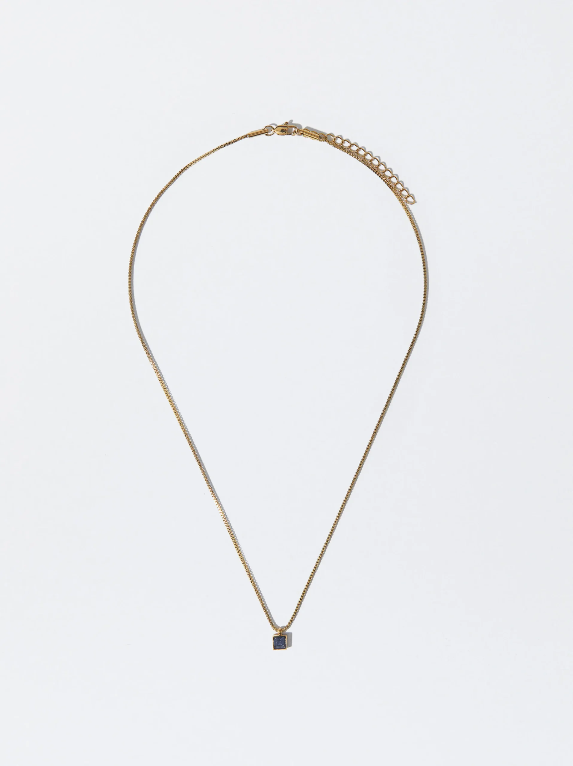 PARFOIS Collar De Acero Con Cristal Azul Store