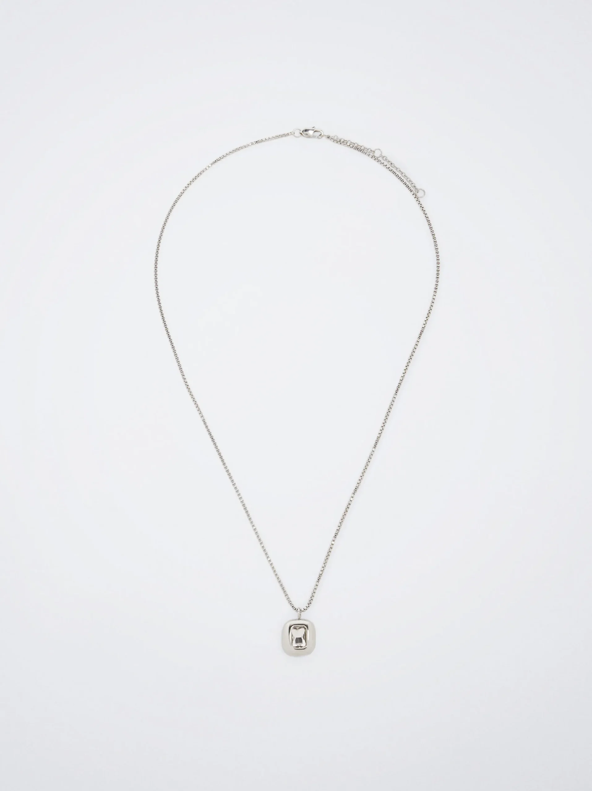 PARFOIS Collar De Acero Con Cristales Plateado Fashion