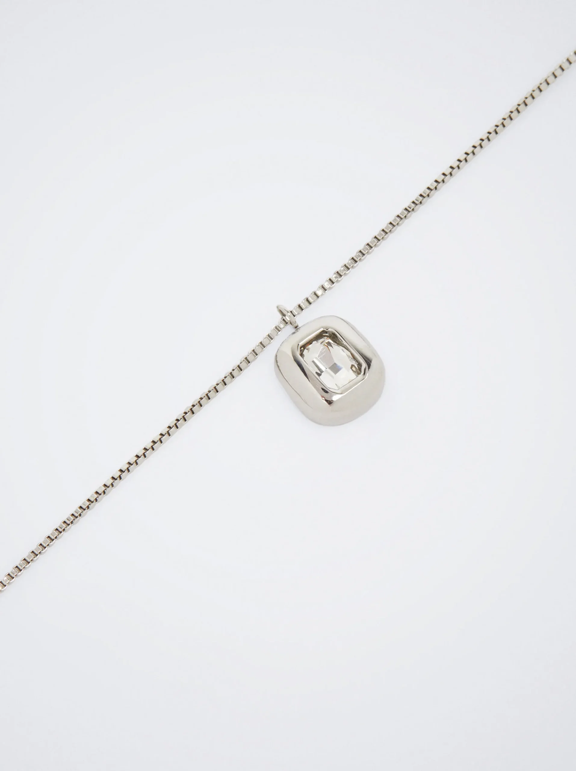 PARFOIS Collar De Acero Con Cristales Plateado Fashion