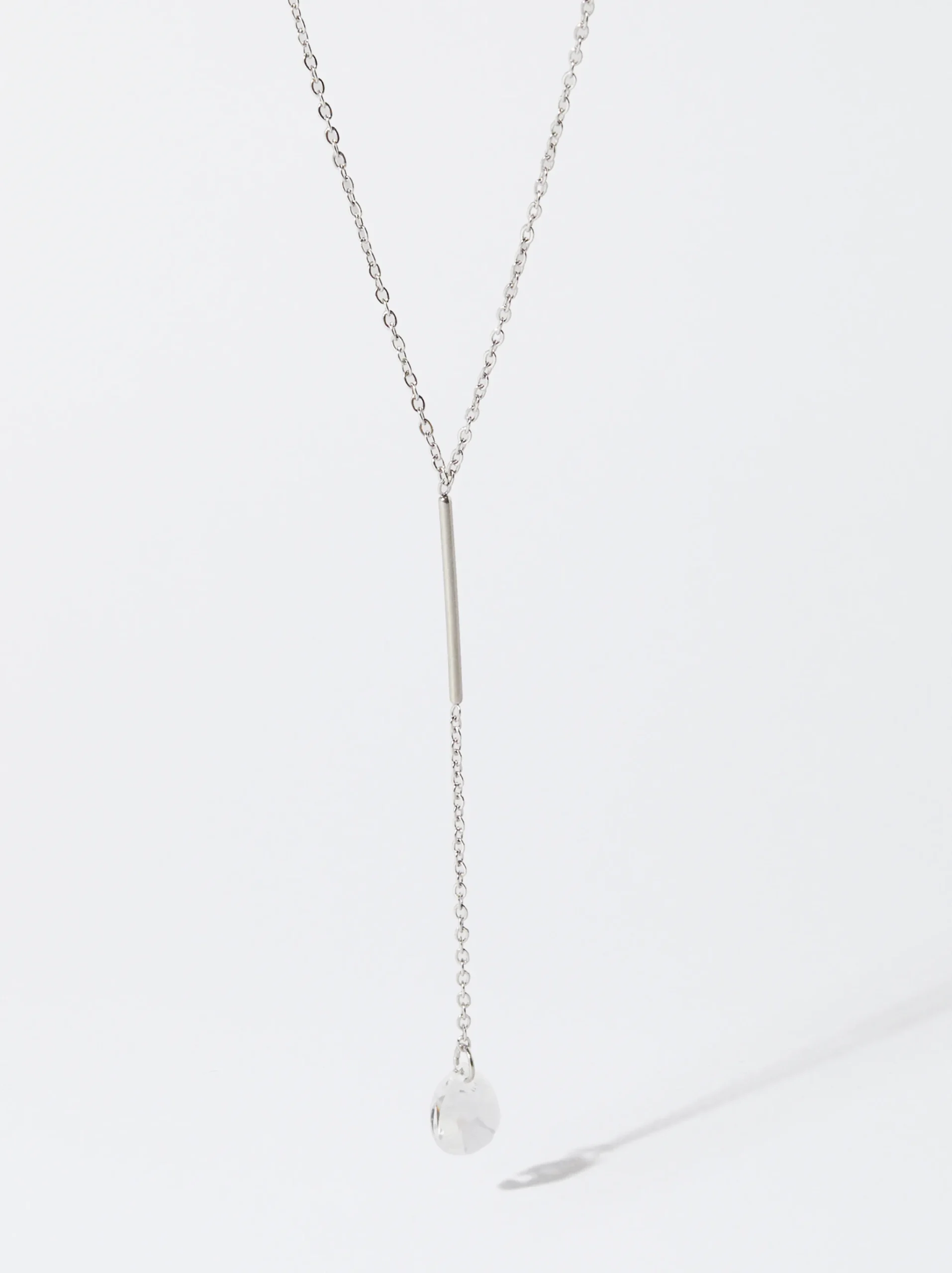 PARFOIS Collar De Acero Con Cristales Plateado Clearance