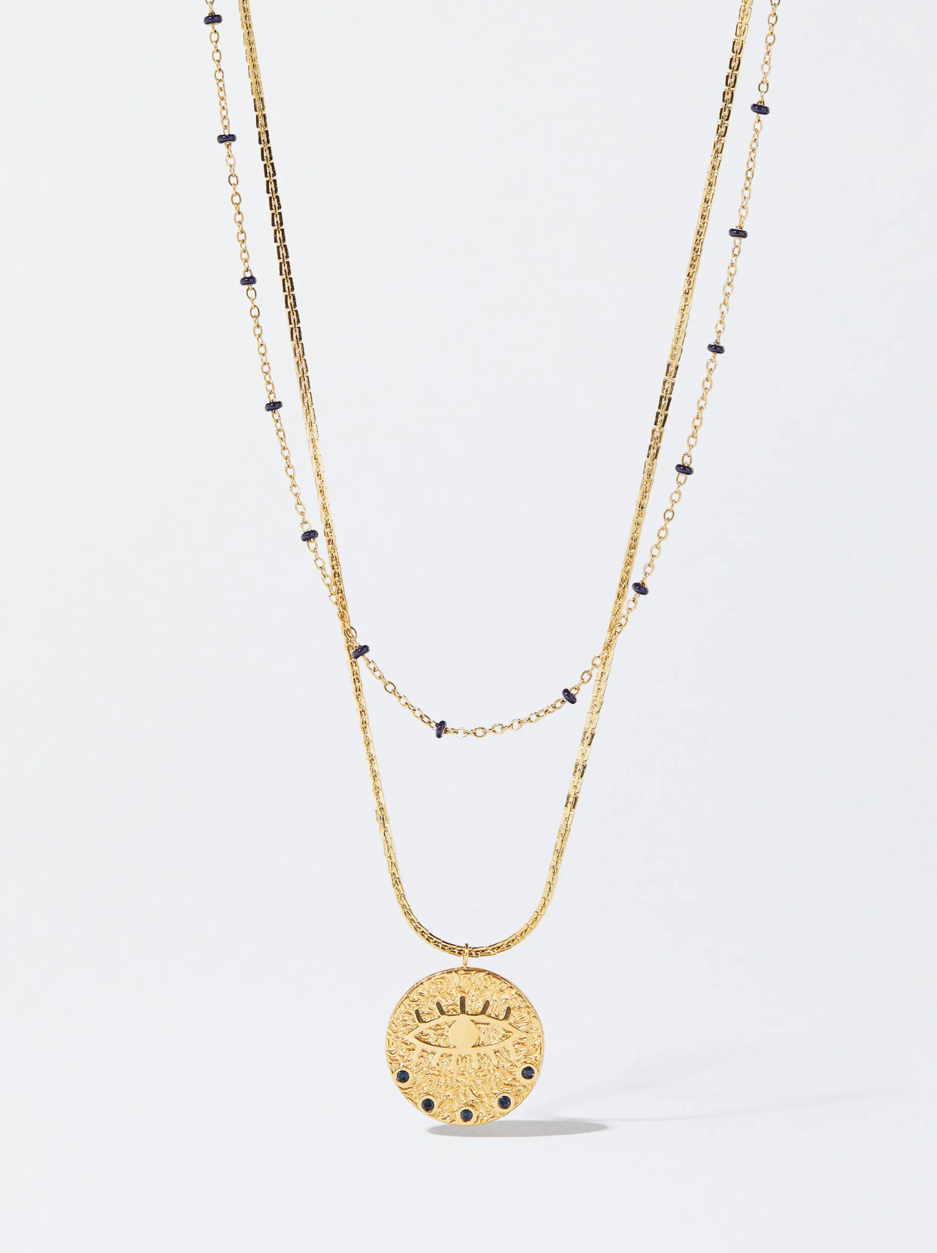 PARFOIS Collar De Acero Con Medalla Azul Shop