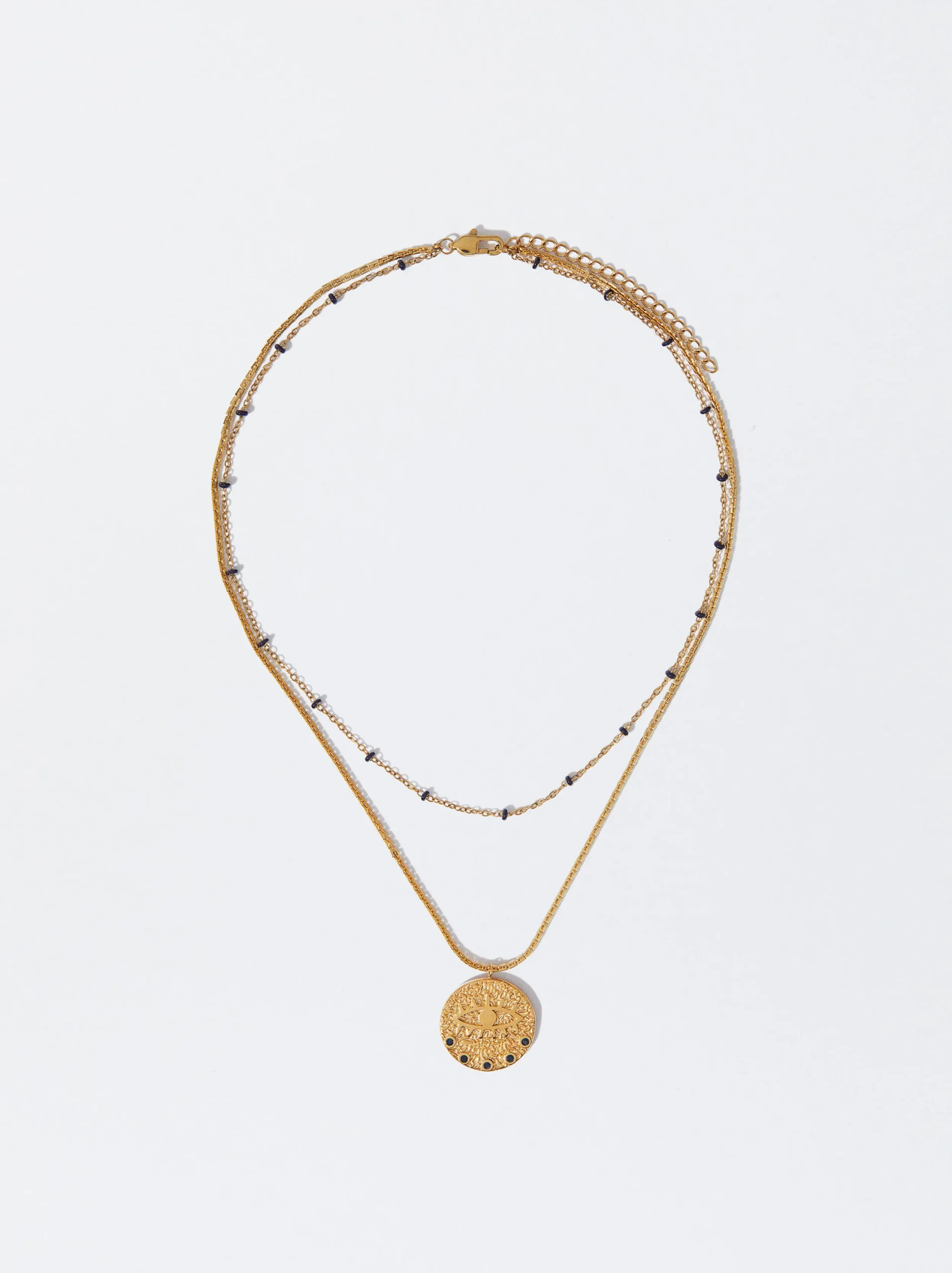 PARFOIS Collar De Acero Con Medalla Azul Shop