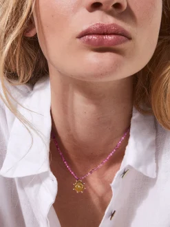 PARFOIS Collar De Acero Con Medalla Rosa Sale
