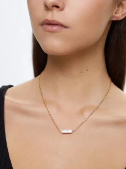PARFOIS Collar De Acero Con Perla De Agua Fresca Dorado Sale