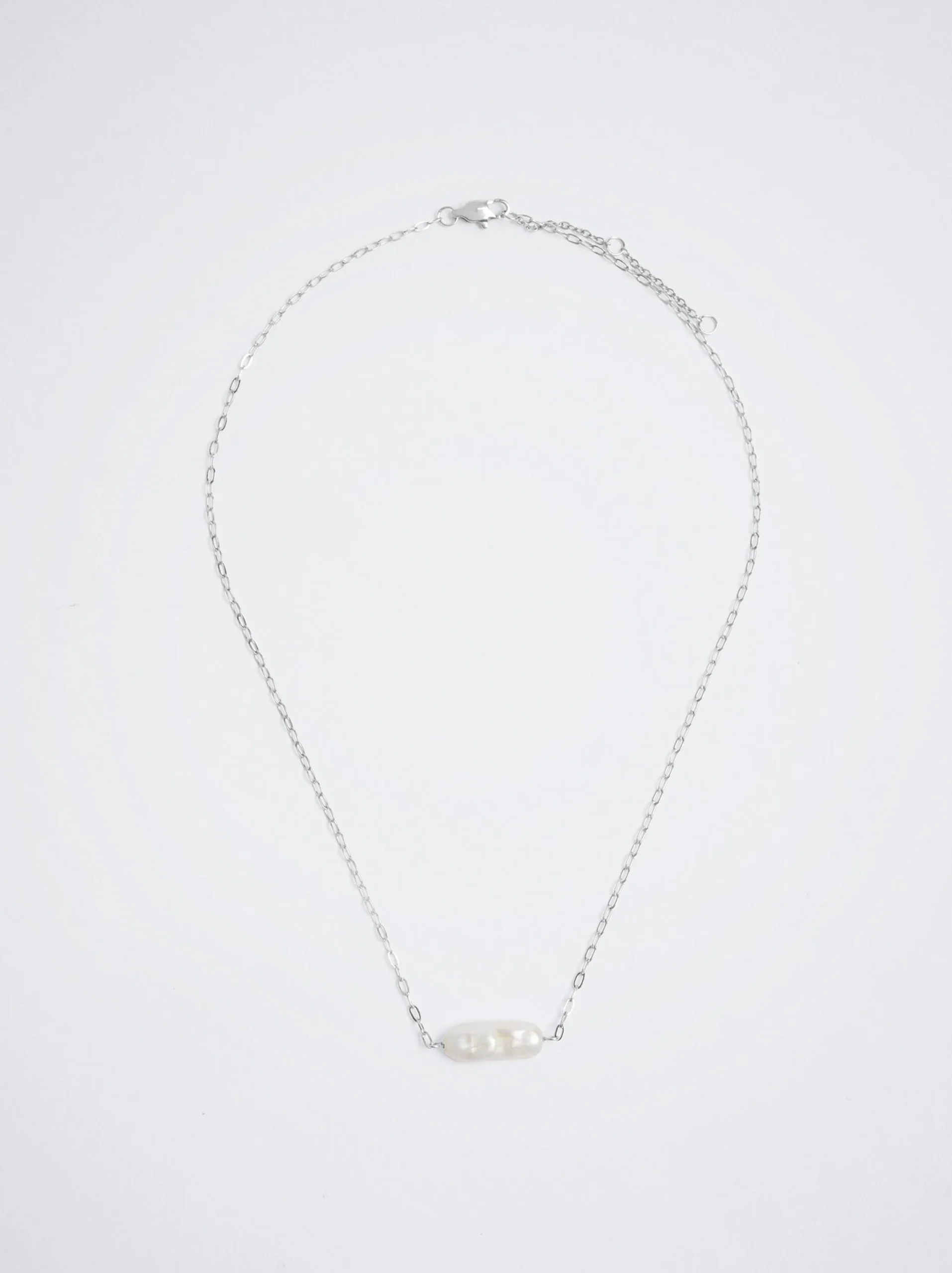 PARFOIS Collar De Acero Con Perla De Agua Fresca Plateado Cheap