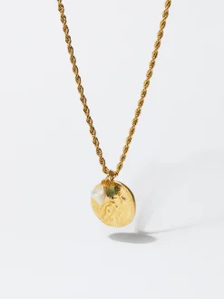 PARFOIS Collar De Acero Con Perla Y Piedra Dorado Online
