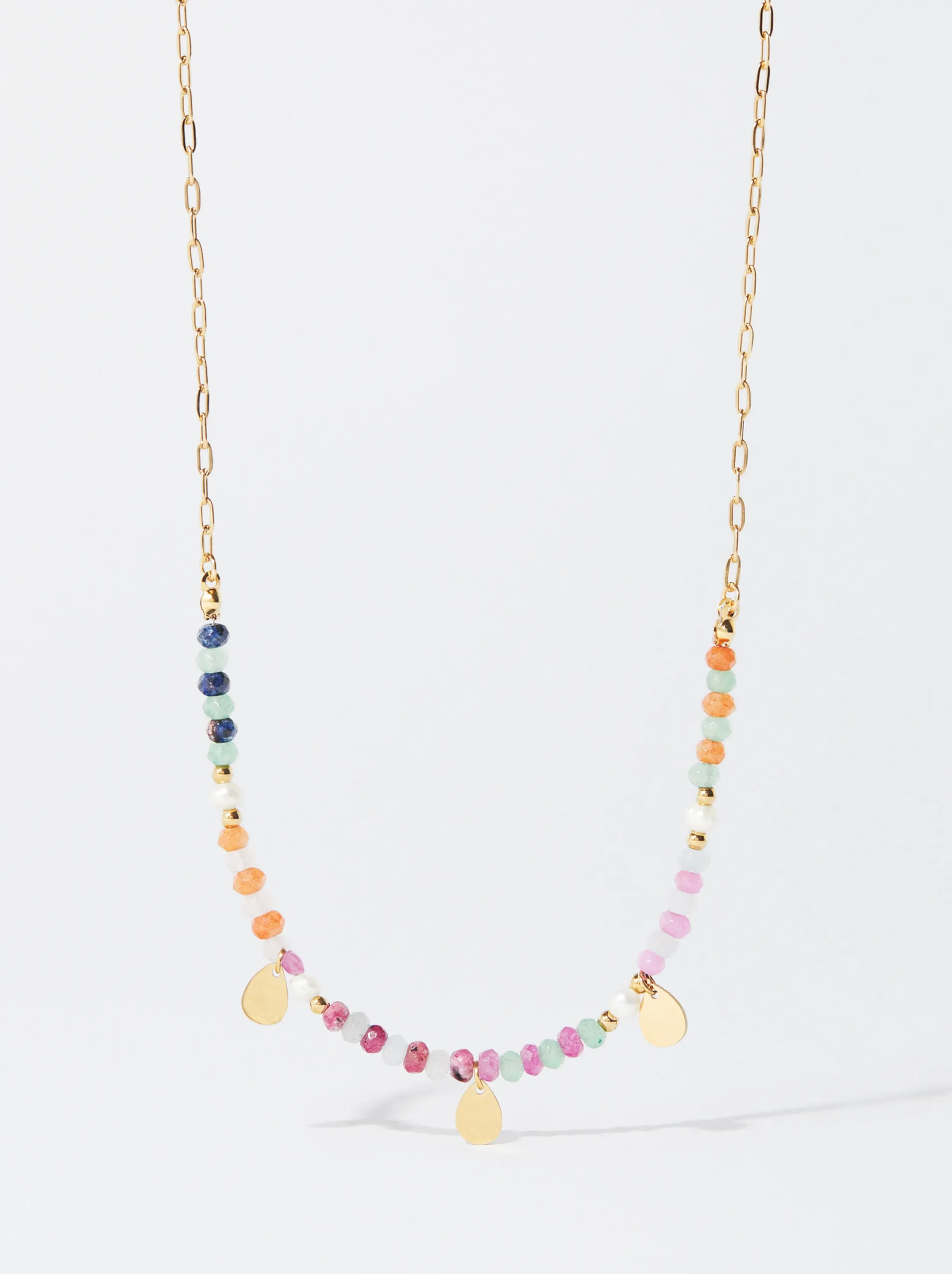 PARFOIS Collar De Acero Con Perlas De Agua Dulce Multicor Clearance