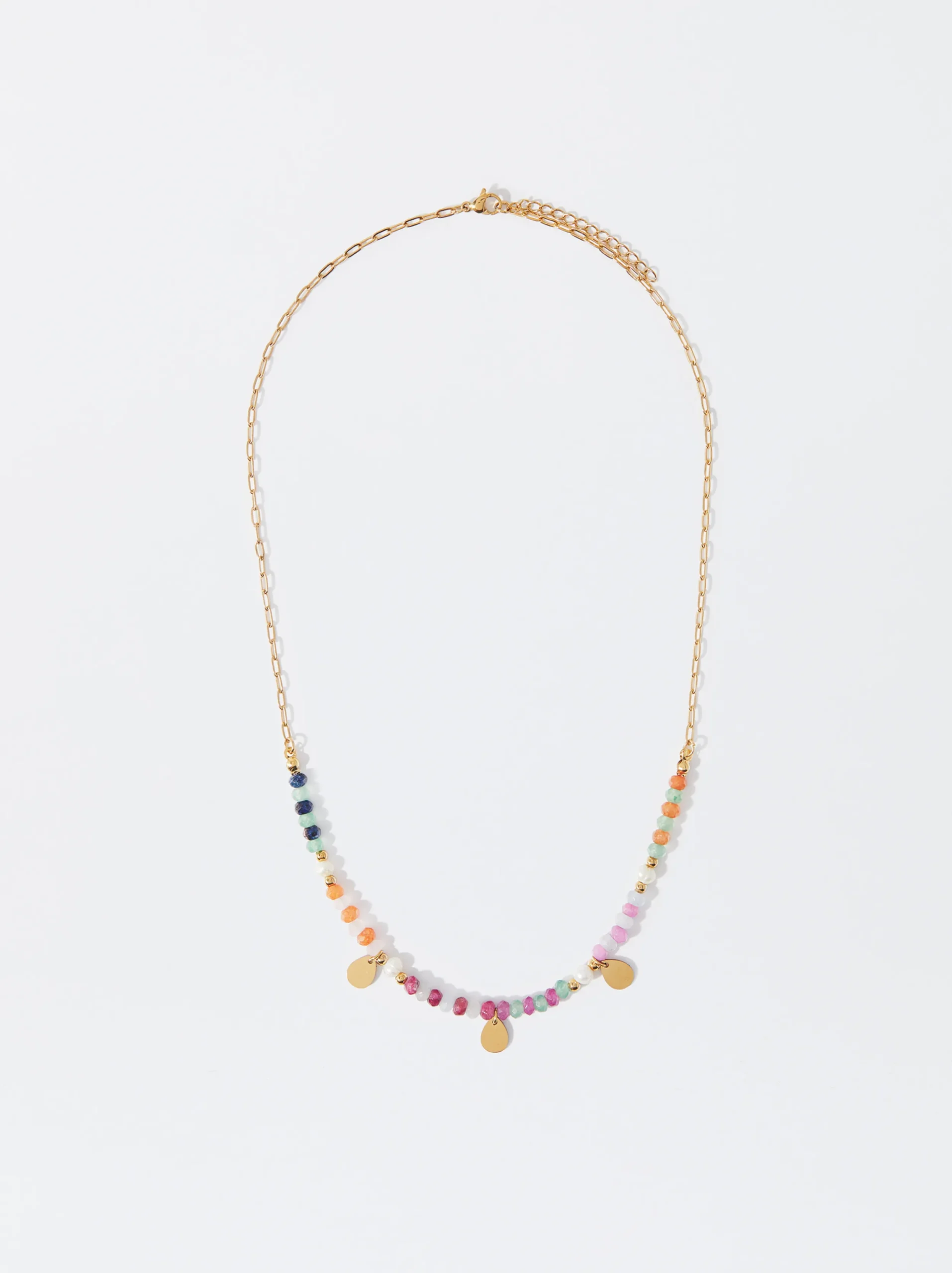 PARFOIS Collar De Acero Con Perlas De Agua Dulce Multicor Clearance