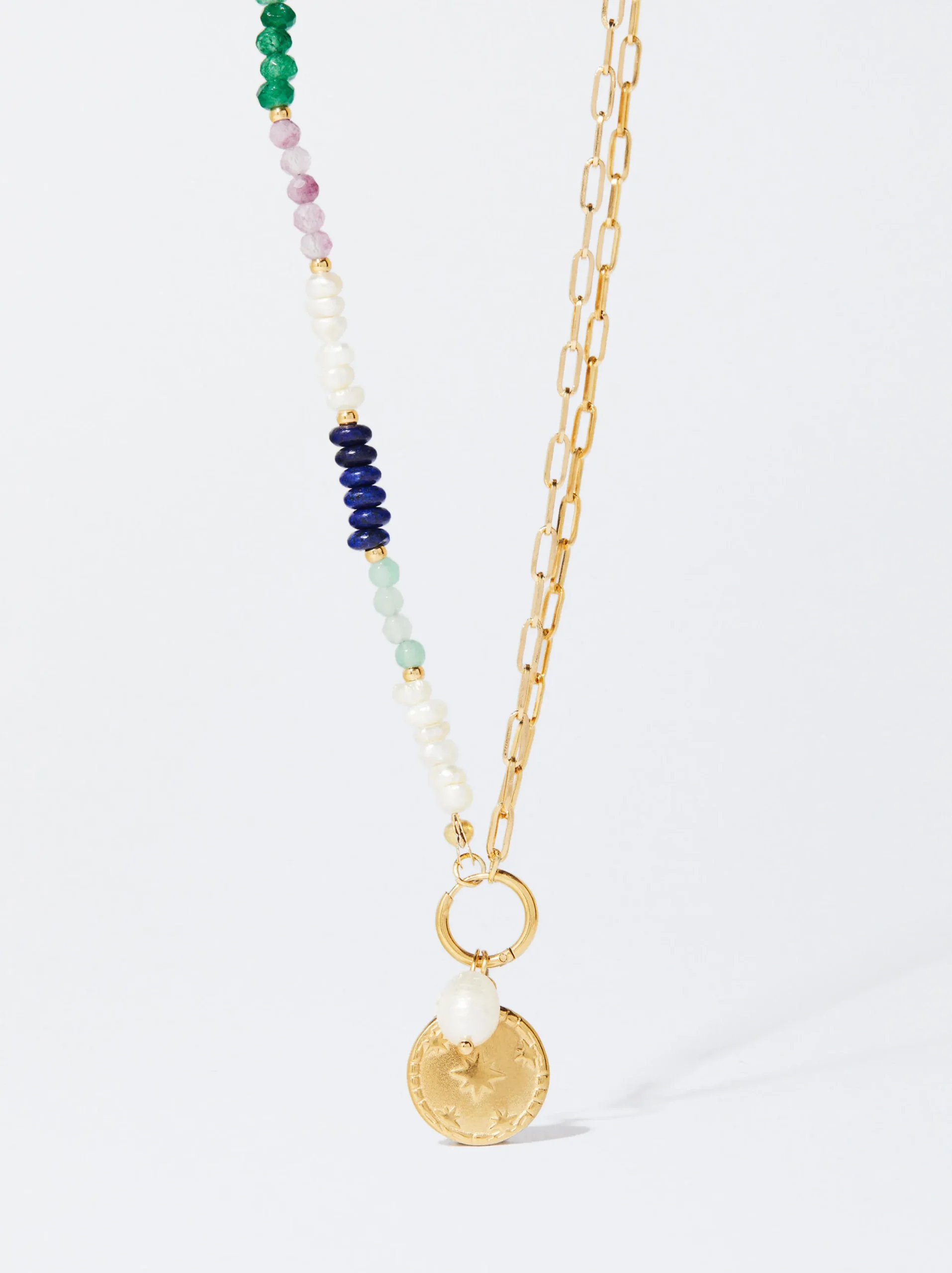 PARFOIS Collar De Acero Con Perla De Agua Dulce Multicor Cheap