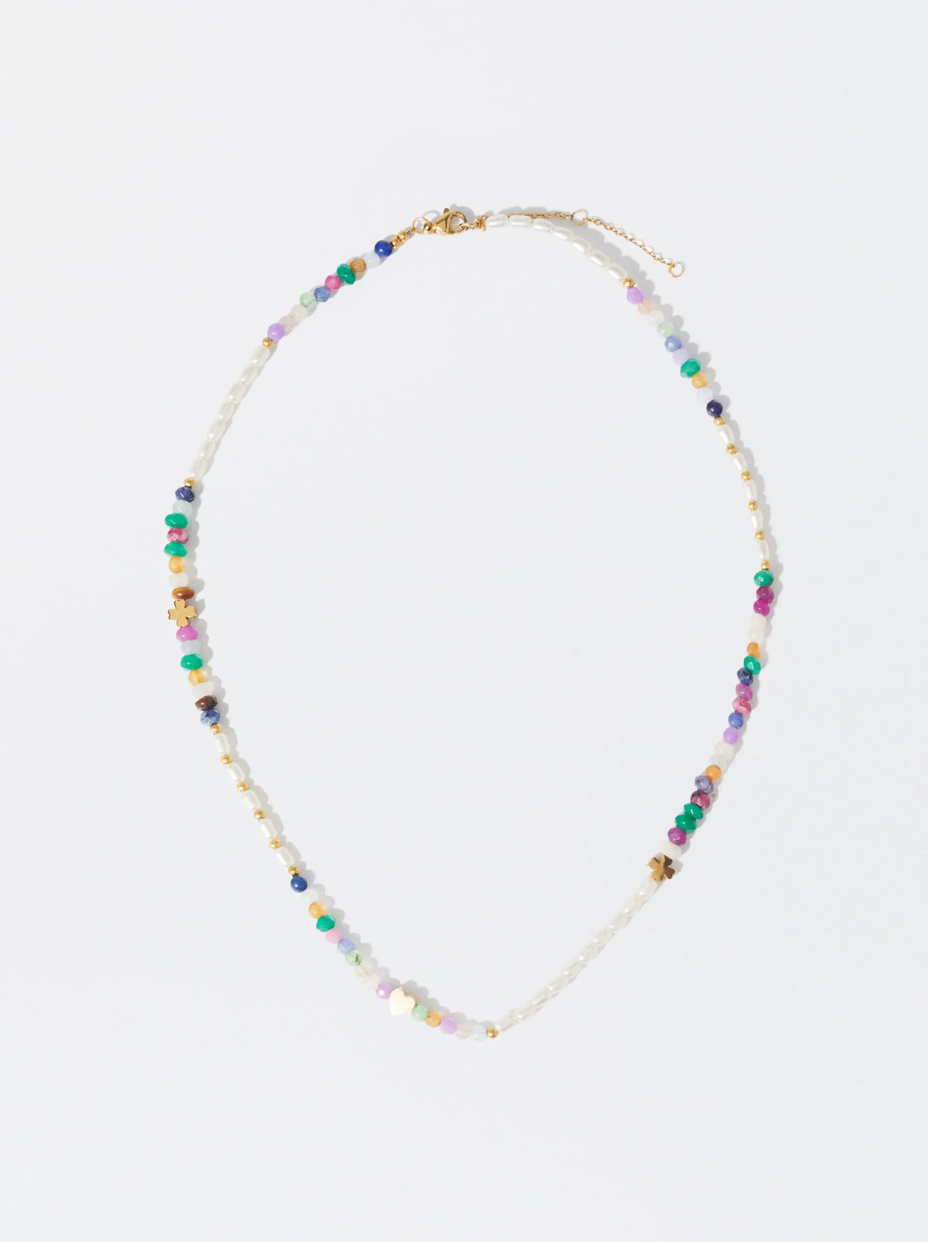 PARFOIS Collar De Acero Con Piedra Blanco Best