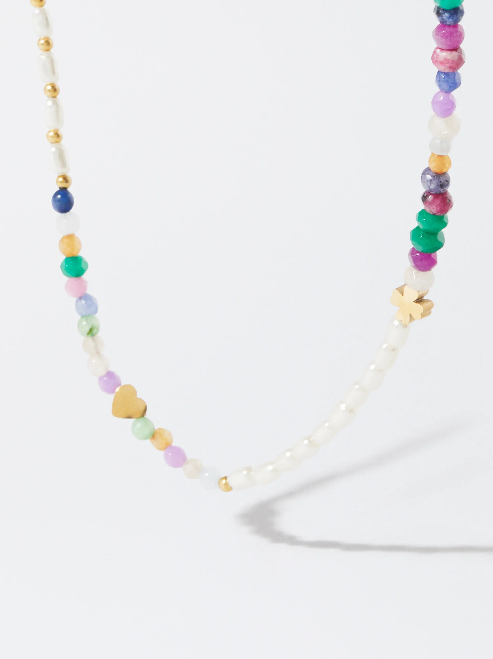 PARFOIS Collar De Acero Con Piedra Blanco Best