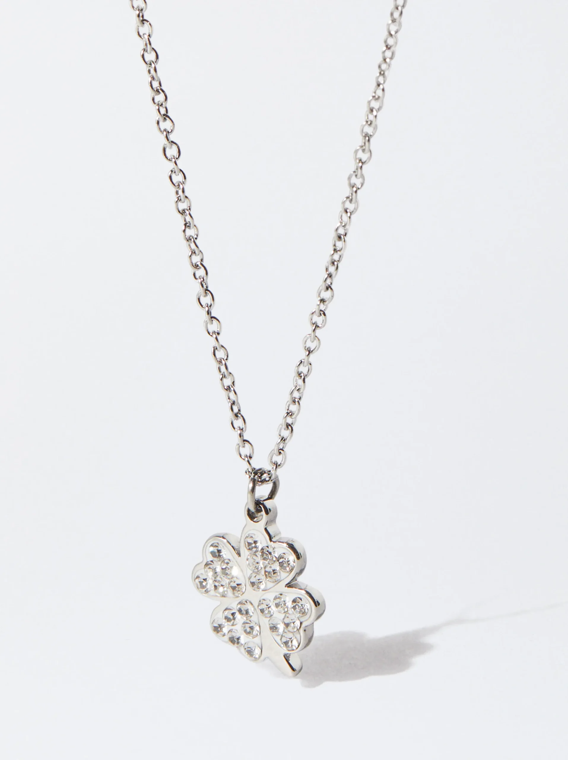 PARFOIS Collar De Acero Con Trébol Plateado Store