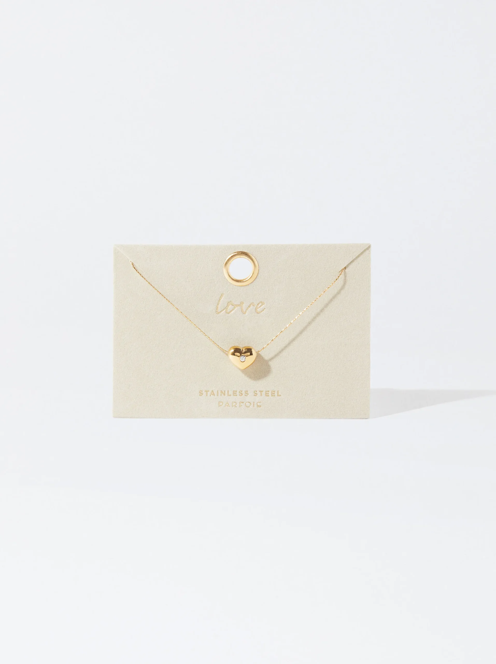 PARFOIS Collar De Acero Corazón Dorado Fashion