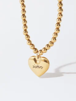 PARFOIS Collar De Acero Coraz&oacute;n Personalizable Dorado Best