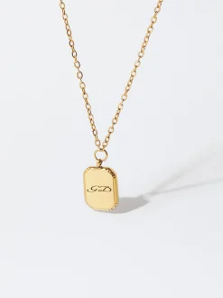 PARFOIS Collar De Acero Con Colgante Personalizable Dorado Sale