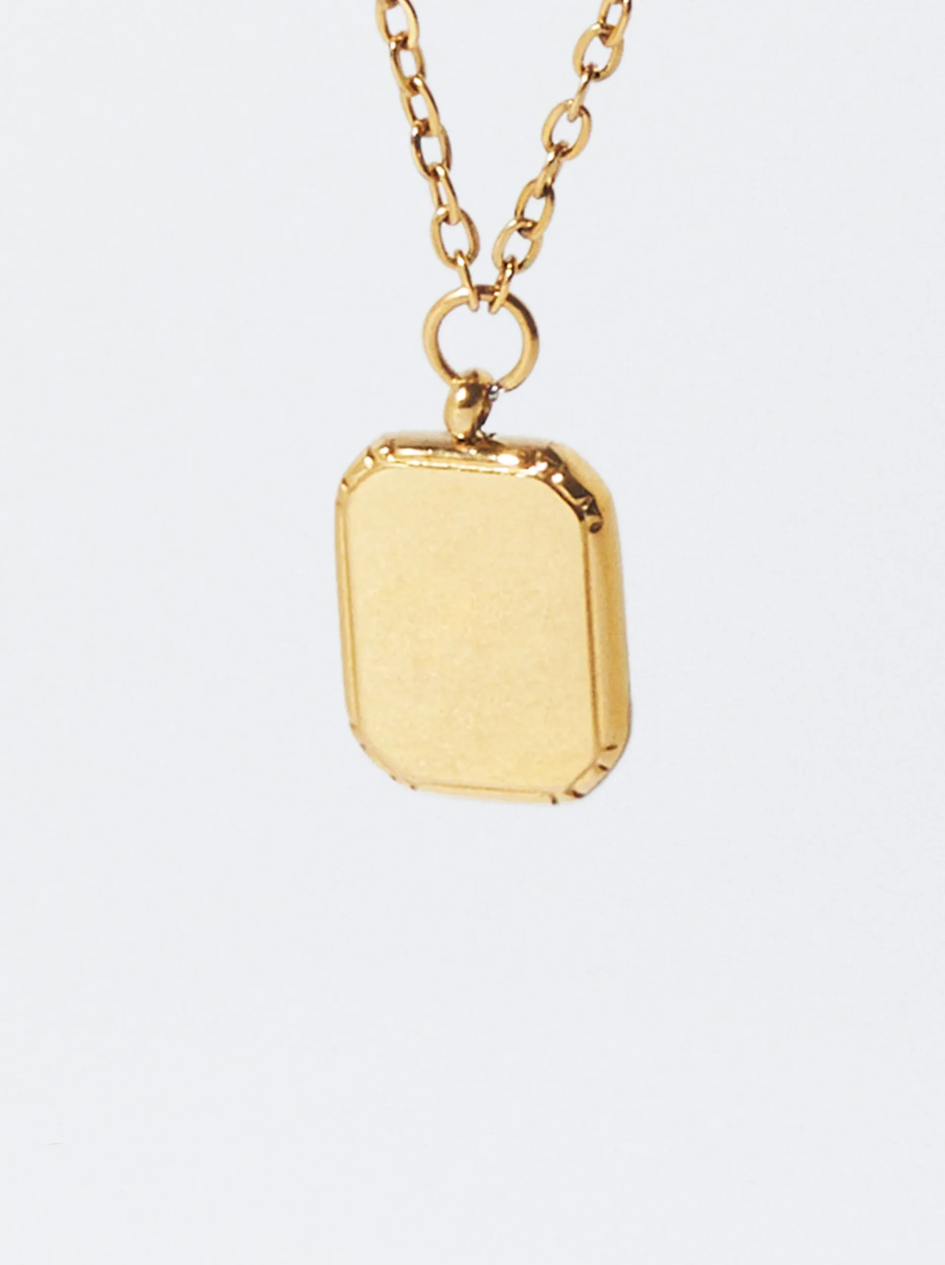 PARFOIS Collar De Acero Con Colgante Personalizable Dorado Sale