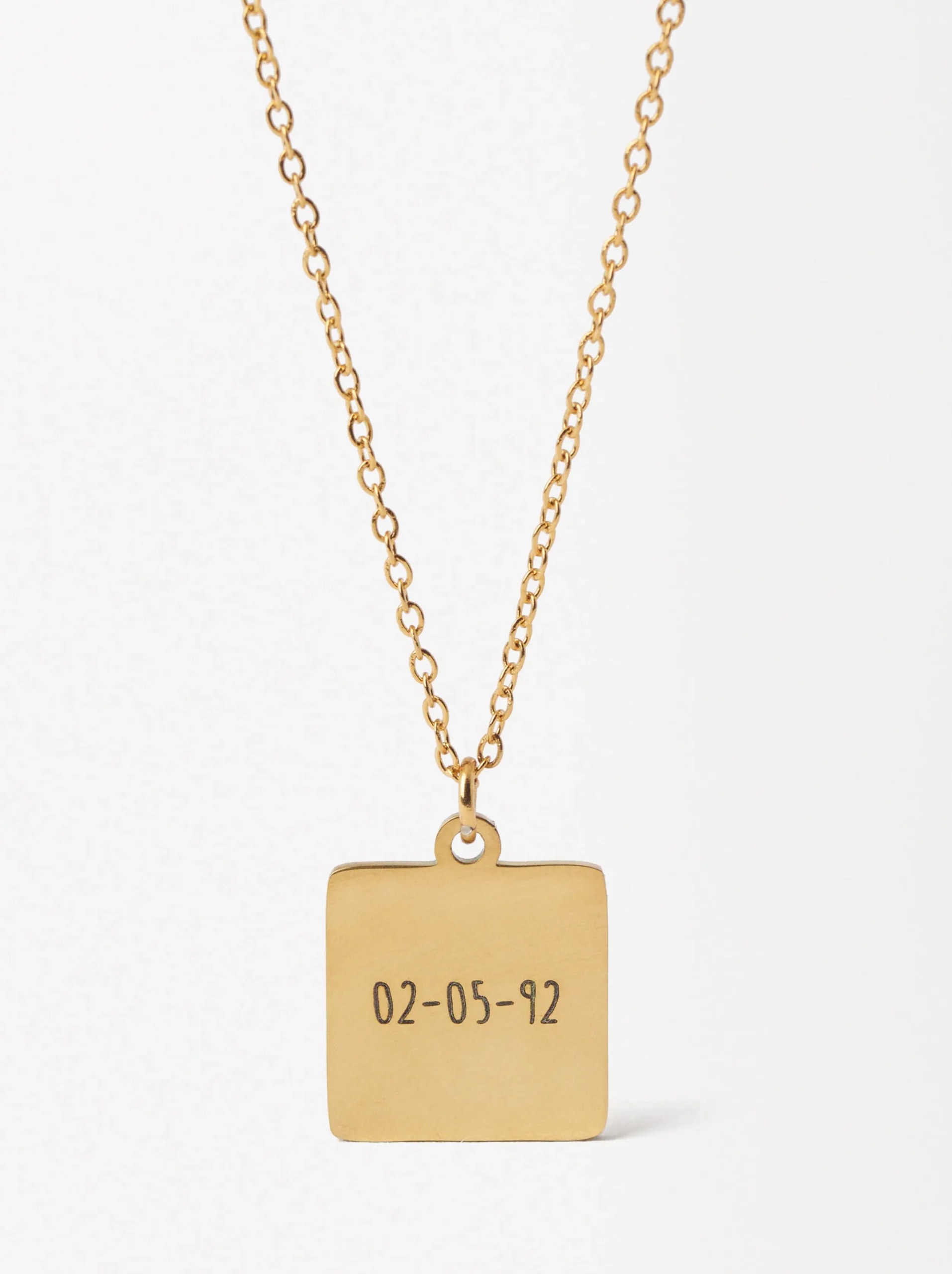 PARFOIS Collar De Acero Con Colgante Personalizable Dorado Hot