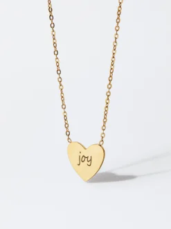PARFOIS Collar De Acero Corazón Personalizable Dorado Flash Sale