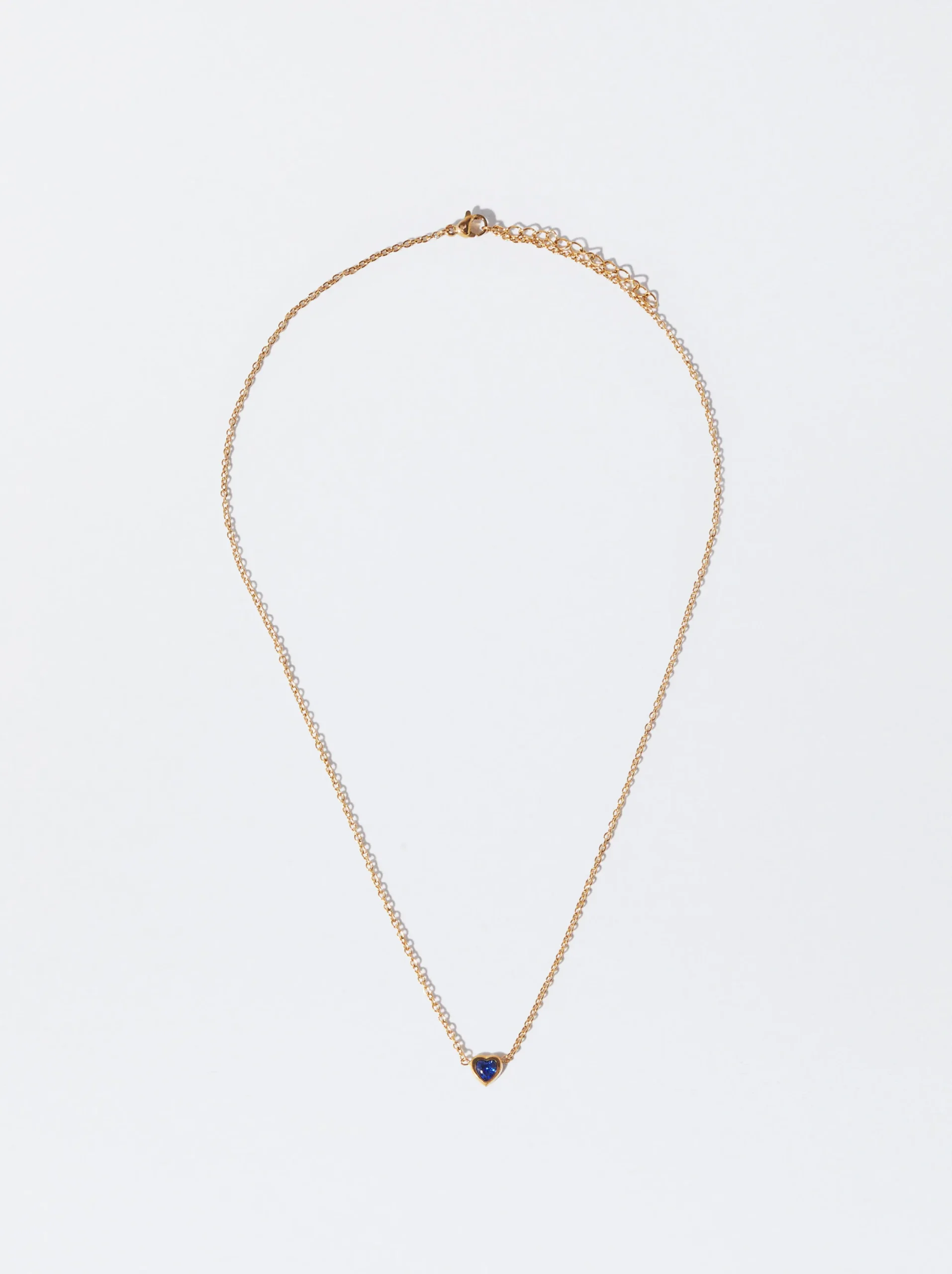 PARFOIS Collar De Acero Dorado Corazón Con Circonitas Azul Outlet
