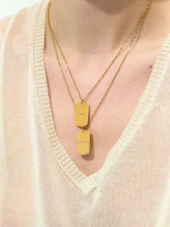 PARFOIS Collar De Acero Con Colgante Personalizable Dorado Best