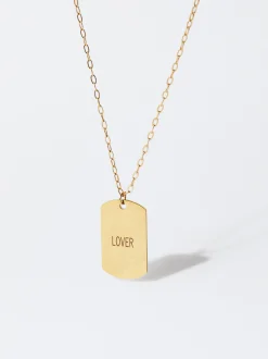PARFOIS Collar De Acero Con Colgante Personalizable Dorado Best