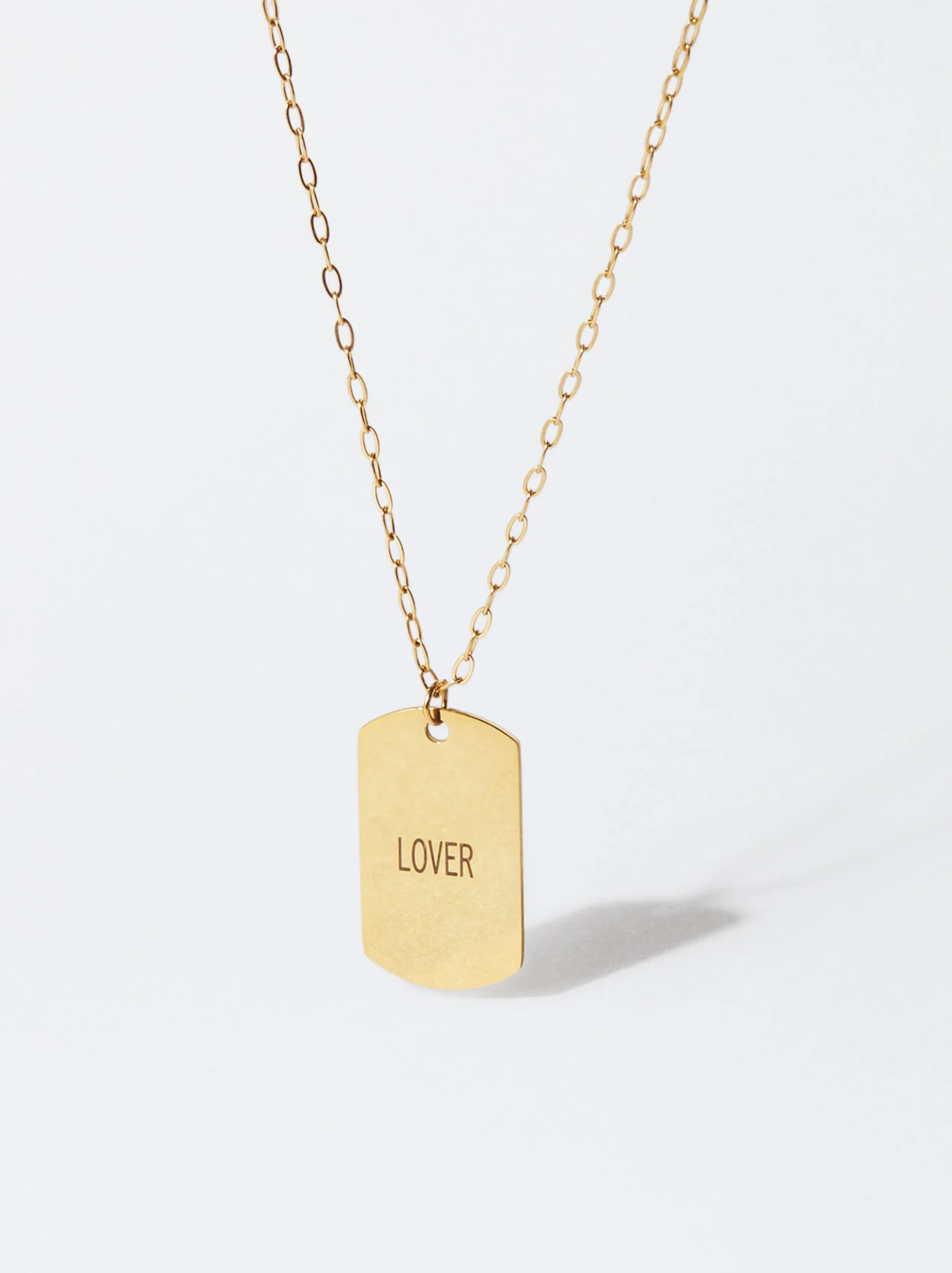 PARFOIS Collar De Acero Con Colgante Personalizable Dorado Best