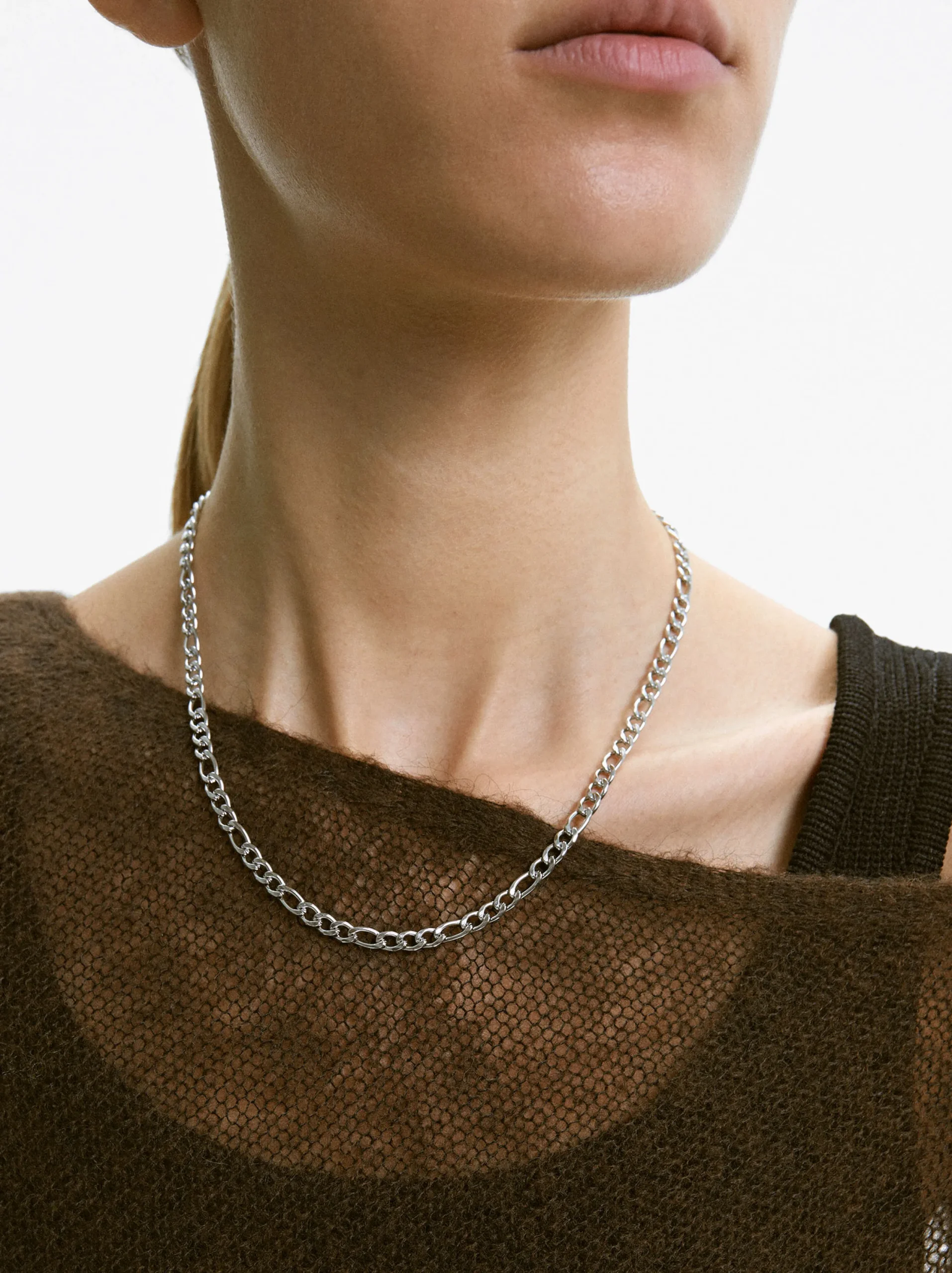 PARFOIS Collar De Acero Plateado Hot