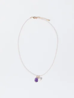 PARFOIS Collar De Cristales Con Piedra Y Perla Violeta Outlet