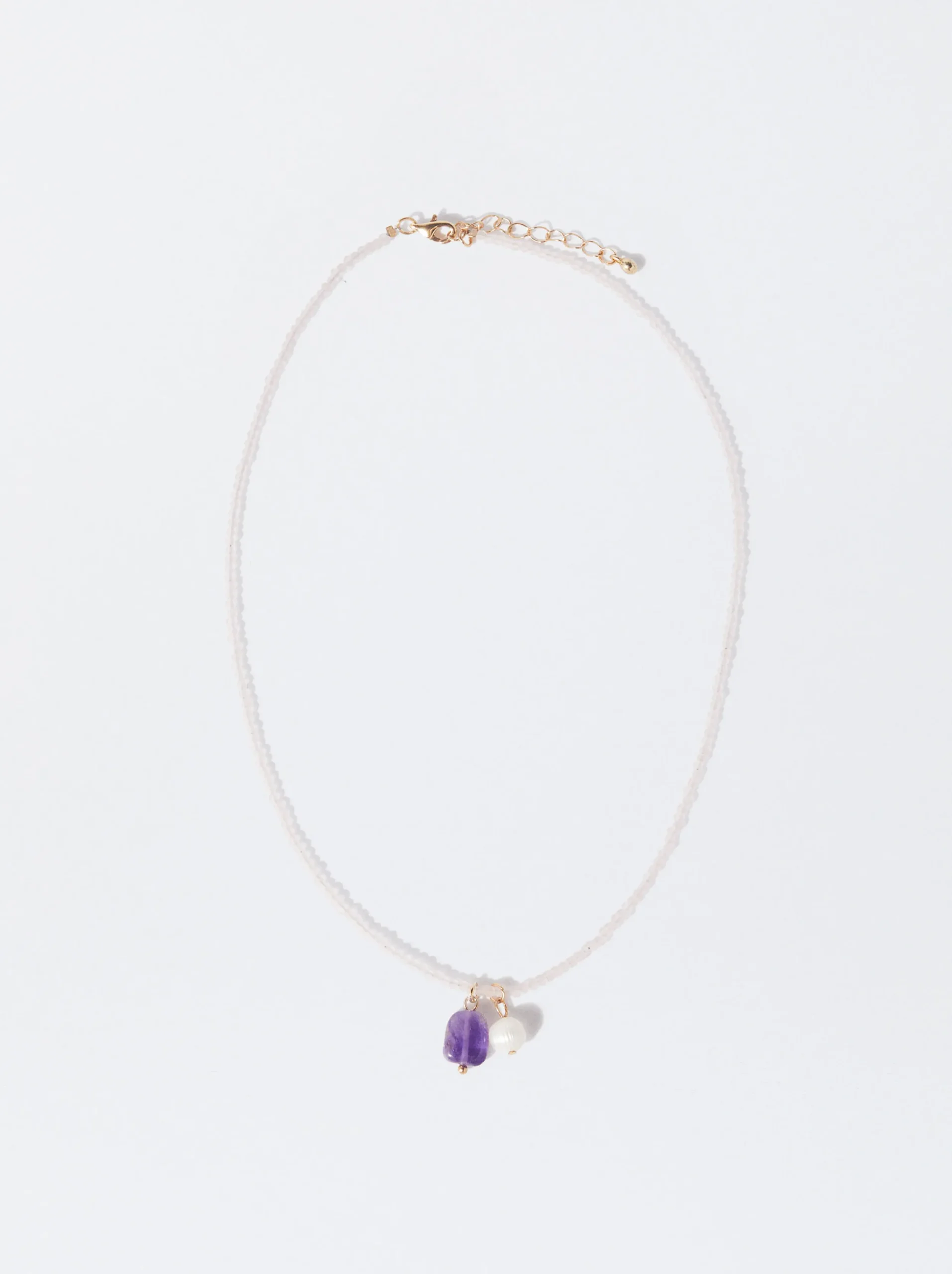 PARFOIS Collar De Cristales Con Piedra Y Perla Violeta Outlet