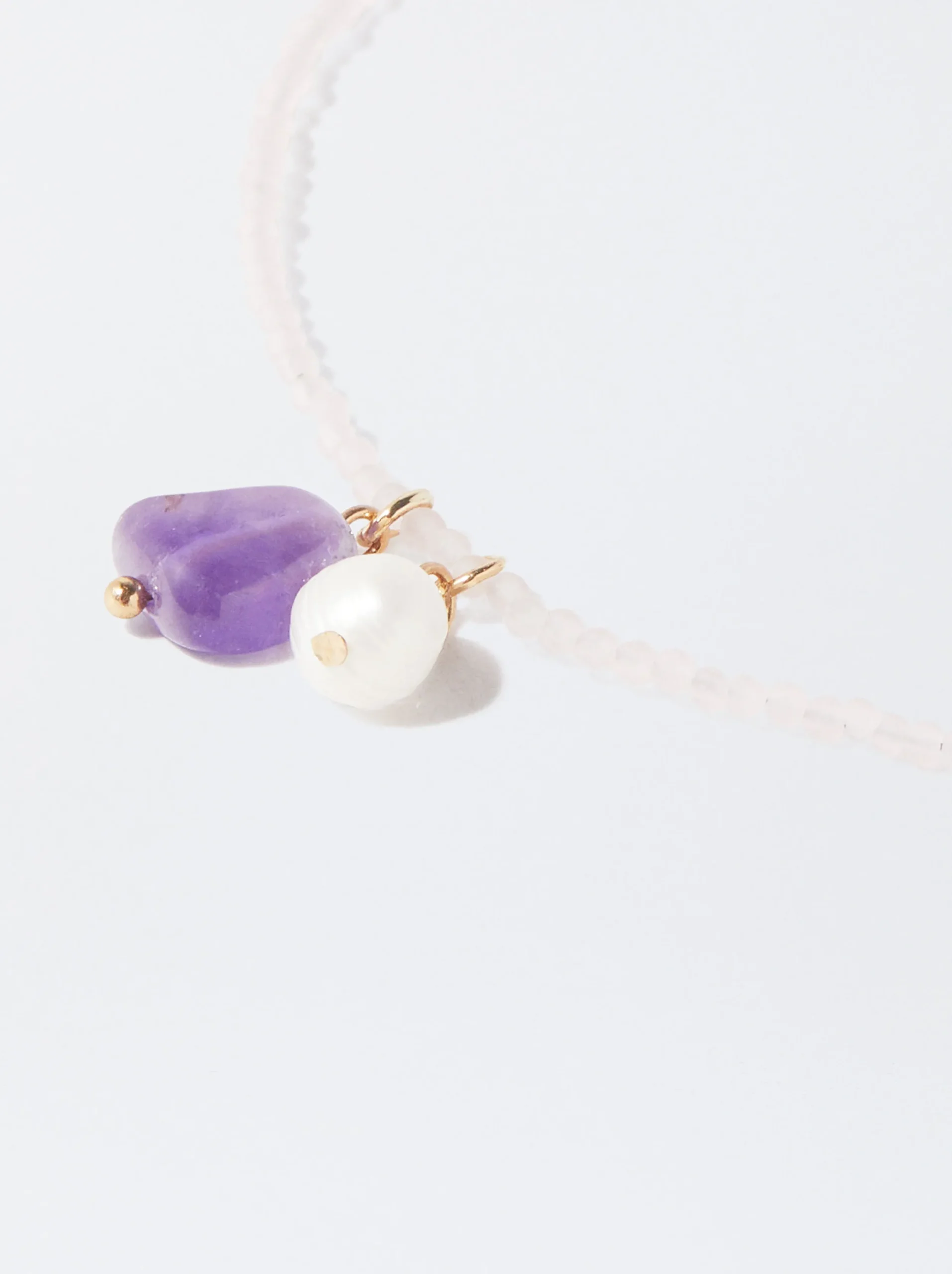 PARFOIS Collar De Cristales Con Piedra Y Perla Violeta Outlet
