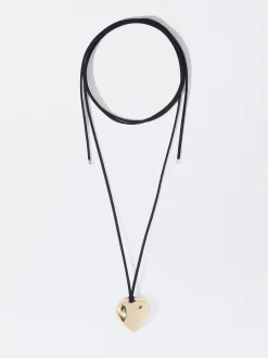 PARFOIS Collar De Cuerda Con Coraz&oacute;n Negro Fashion