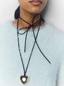 PARFOIS Collar De Cuerda Con Coraz&oacute;n Negro Fashion