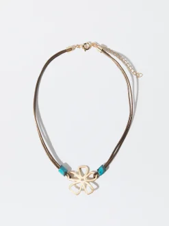PARFOIS Collar De Piel Y Flores Multicor Best