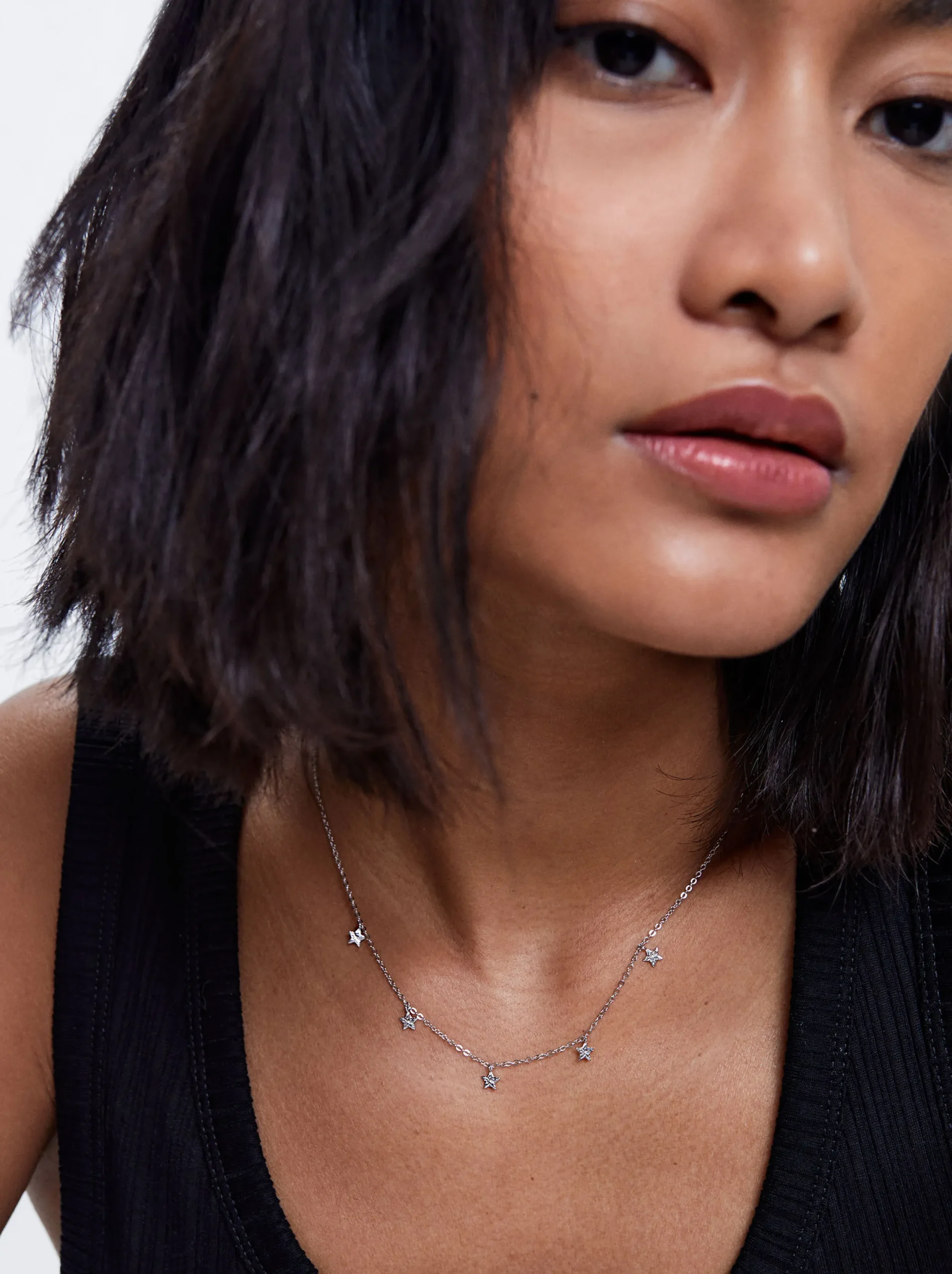 PARFOIS Collar De Plata 925 Con Estrellas Plateado Fashion