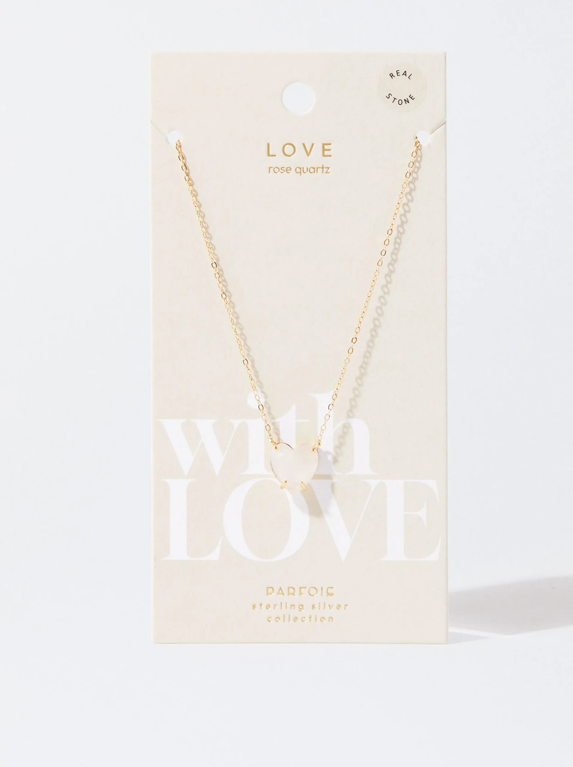 PARFOIS Collar De Plata 925 Con Piedra - Cuarzo do Rosa Store