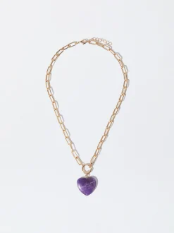PARFOIS Collar Dorado Colgante De Corazón Violeta Best