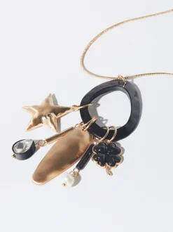 PARFOIS Collar Dorado Con Charms Y Perla Negro Cheap