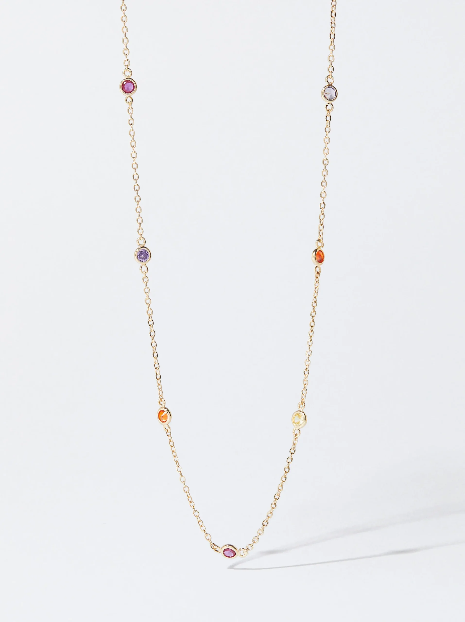 PARFOIS Collar Dorado Con Circonitas Multicor Fashion