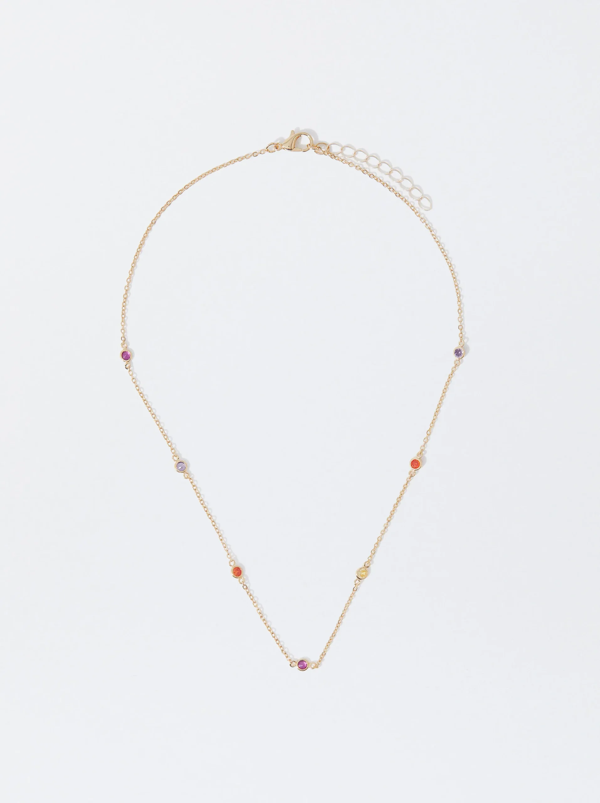 PARFOIS Collar Dorado Con Circonitas Multicor Fashion