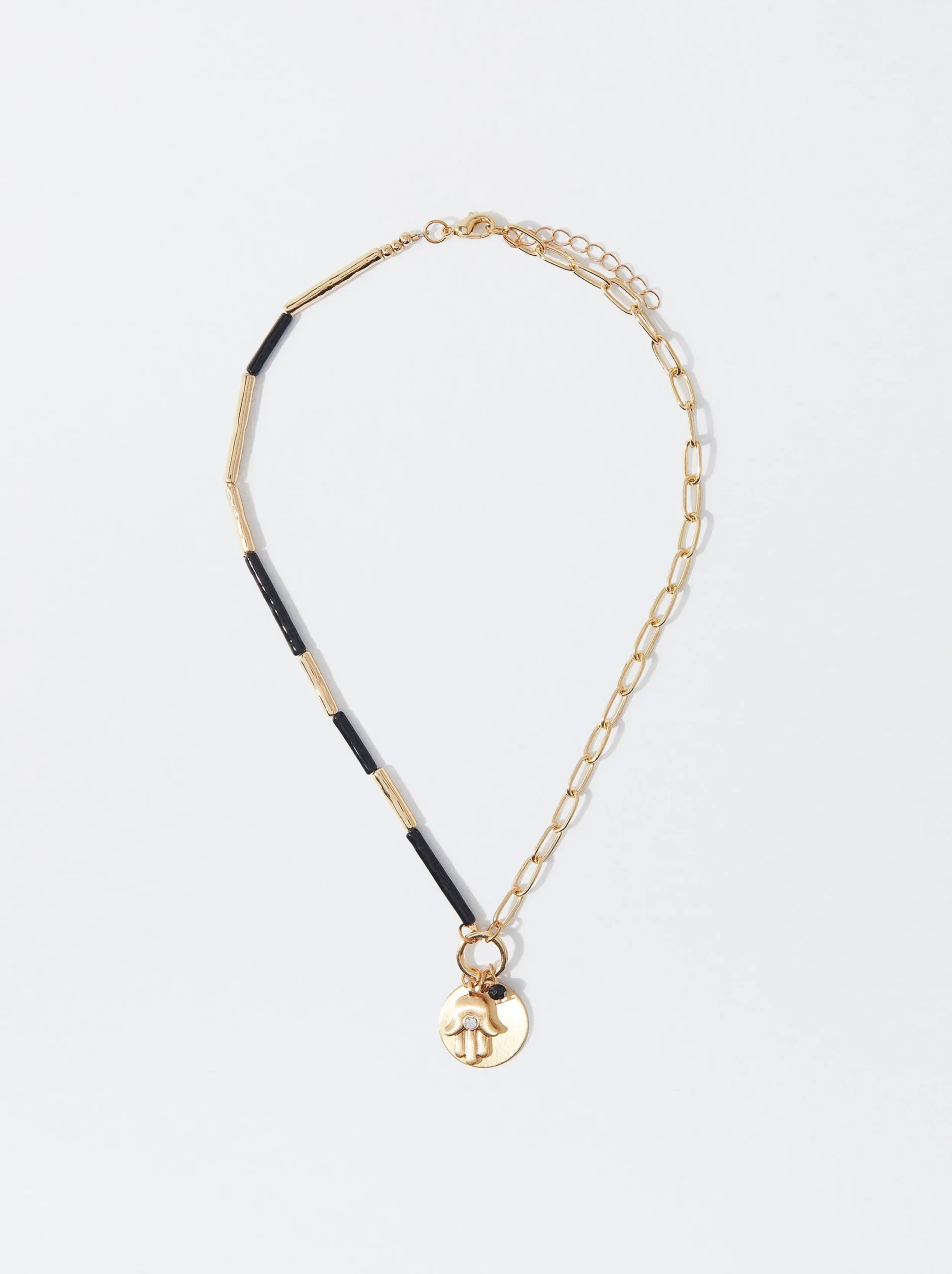 PARFOIS Collar Dorado Con Colgante Negro Online