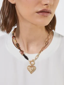 PARFOIS Collar Dorado Con Corazón Multicor Hot
