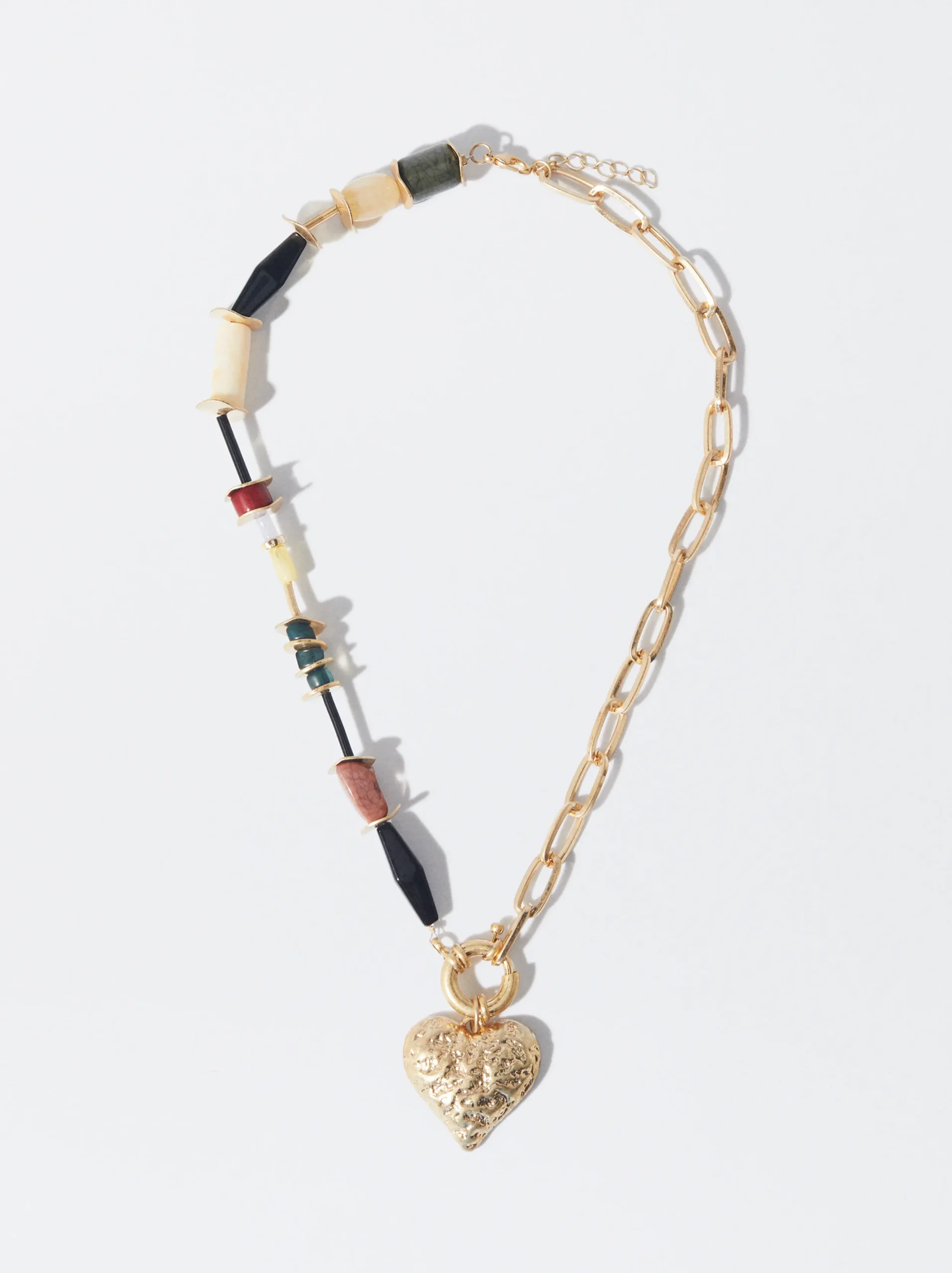 PARFOIS Collar Dorado Con Coraz&oacute;n Multicor Hot