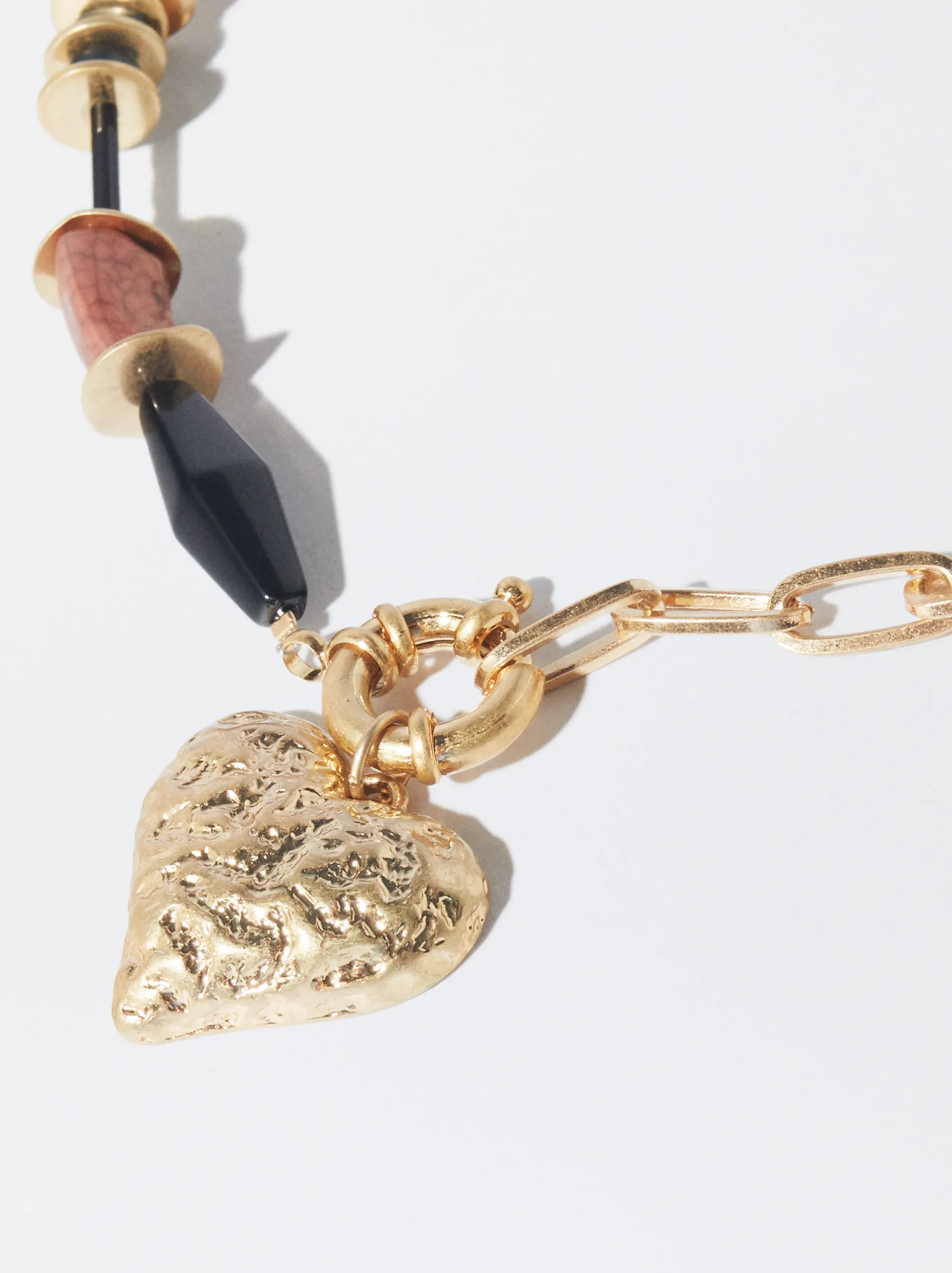 PARFOIS Collar Dorado Con Coraz&oacute;n Multicor Hot