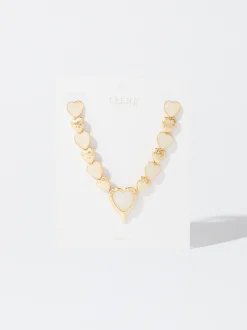 PARFOIS Collar Con Corazones Dorado New